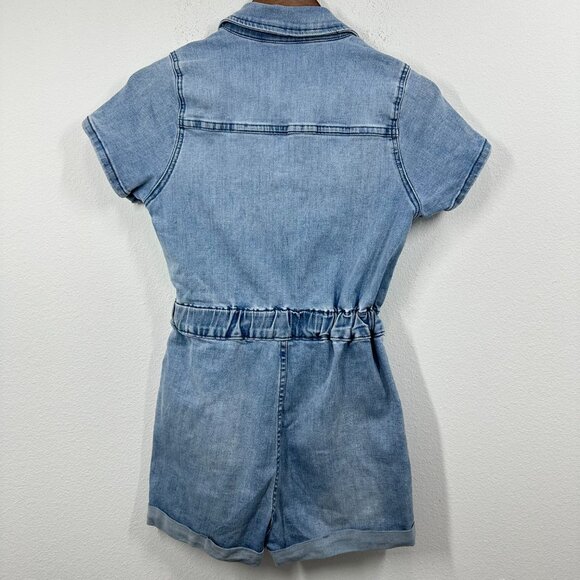 Altar'd State Women's Size XS Stretch Denim Shorts Romper Snap Front - Picture 4 of 10